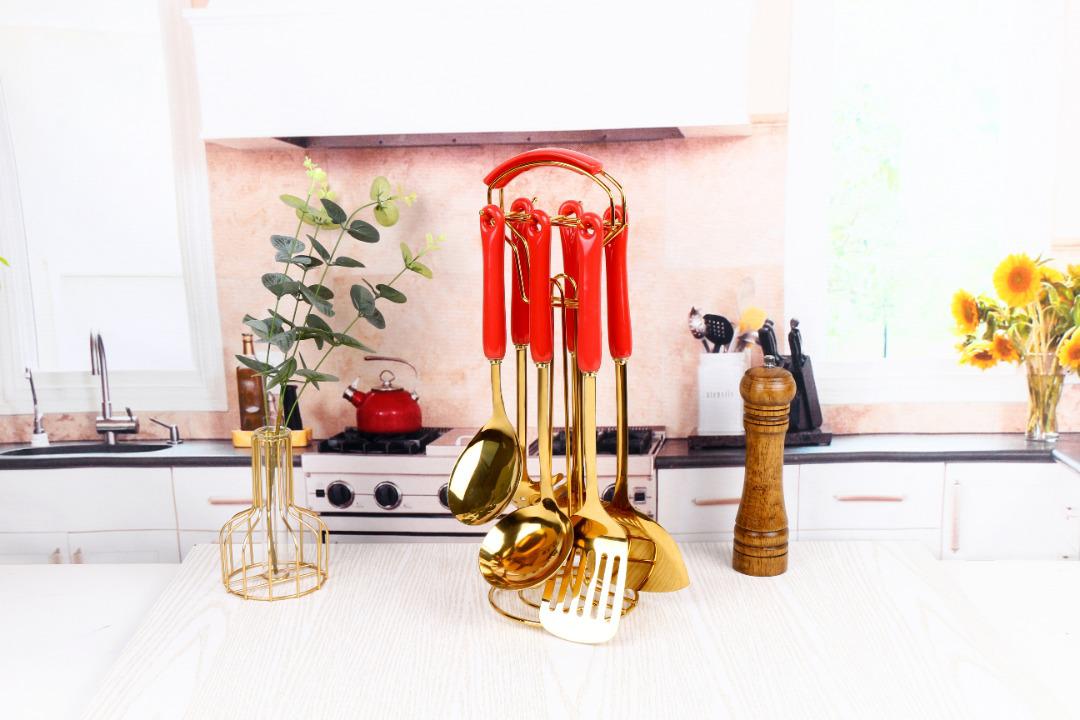 Franco Kitchen Utensil With Ceramic Grip and Rack 6pcs