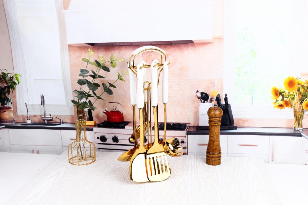 Franco Kitchen Utensil With Ceramic Grip and Rack 6pcs