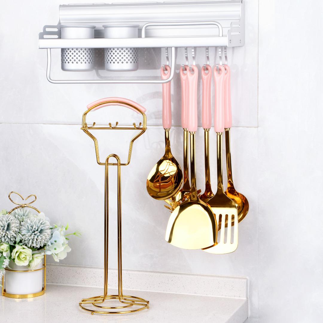 Franco Kitchen Utensil With Ceramic Grip and Rack 6pcs