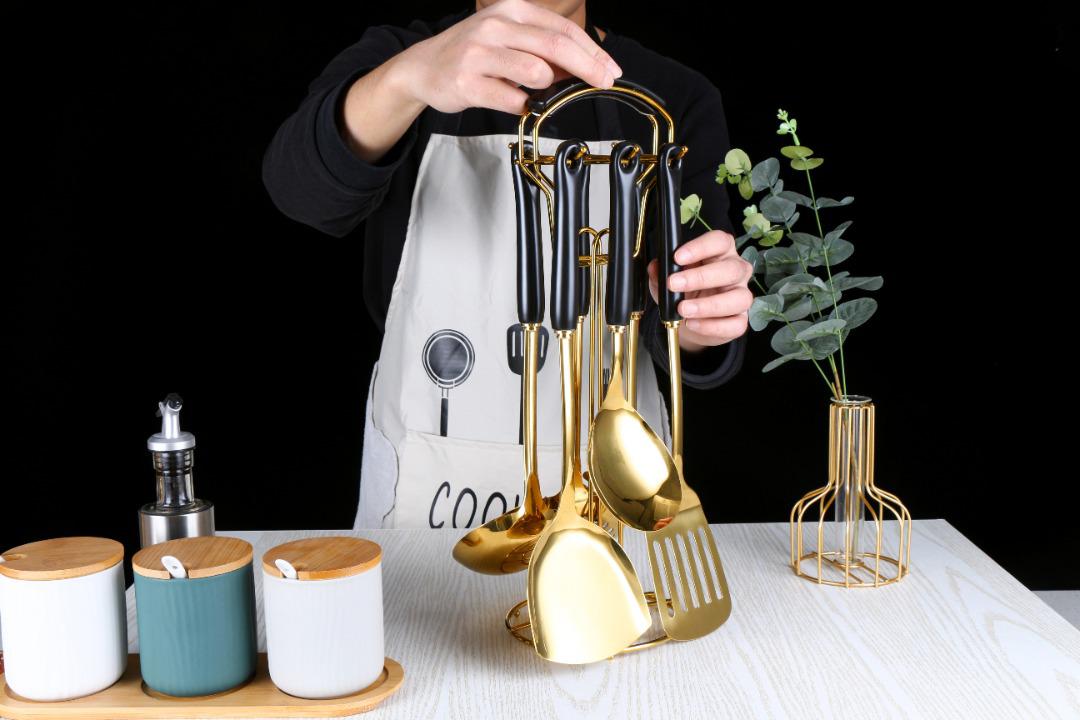 Franco Kitchen Utensil With Ceramic Grip and Rack 6pcs