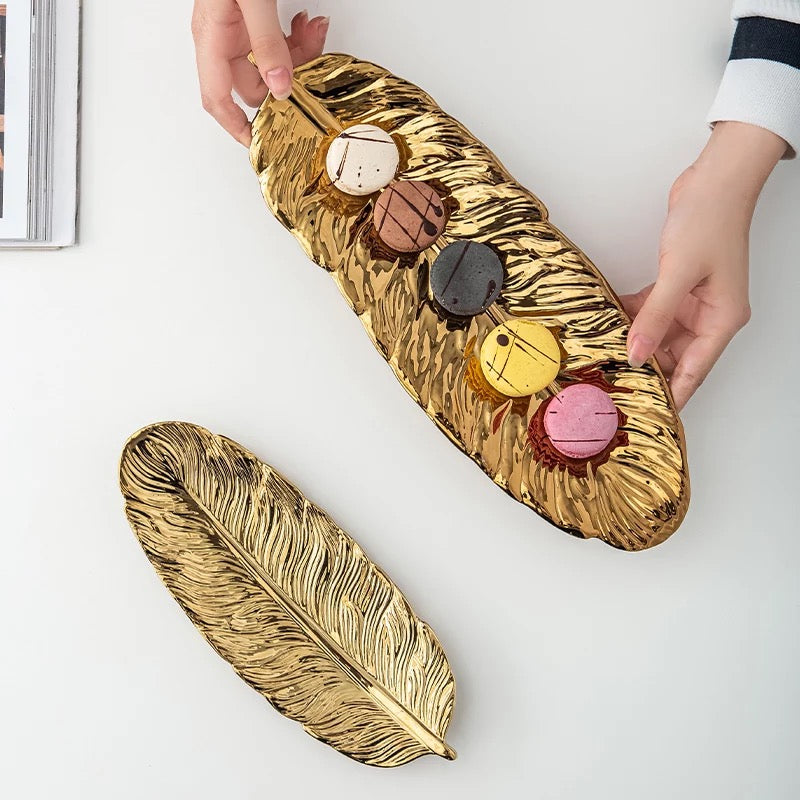 Malta Feather Ceramic Tray