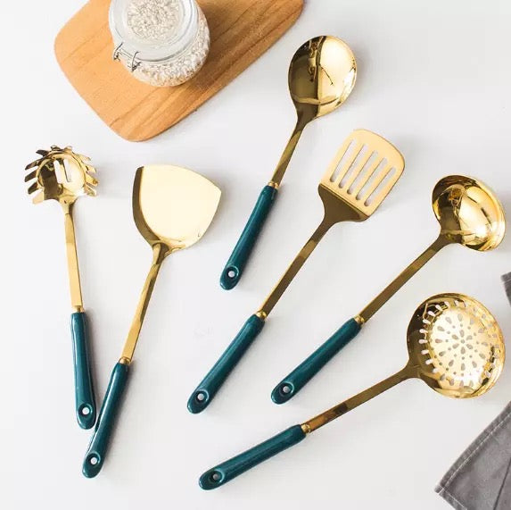 Franco Kitchen Utensil With Ceramic Grip and Rack 6pcs