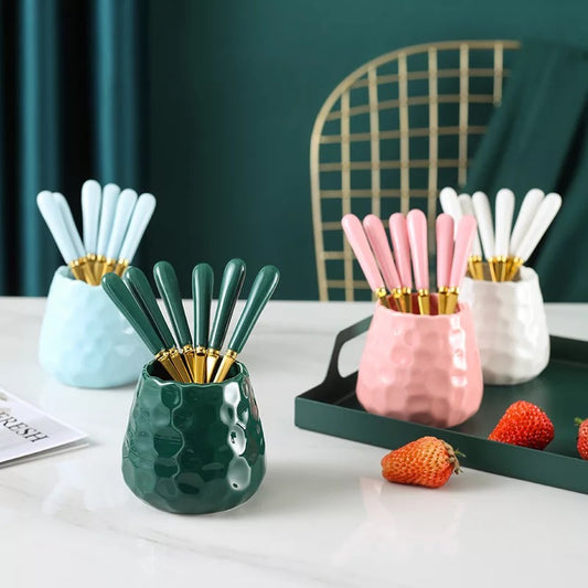 Tamara Dessert fork set with holder